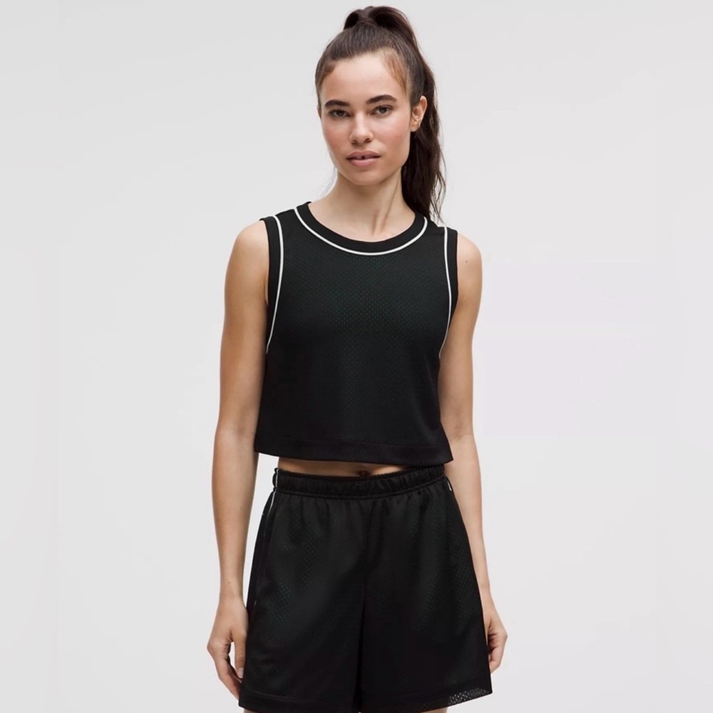 Lululemon Double-Layered Mesh Reversible‎ Tank Black & Raceway Green